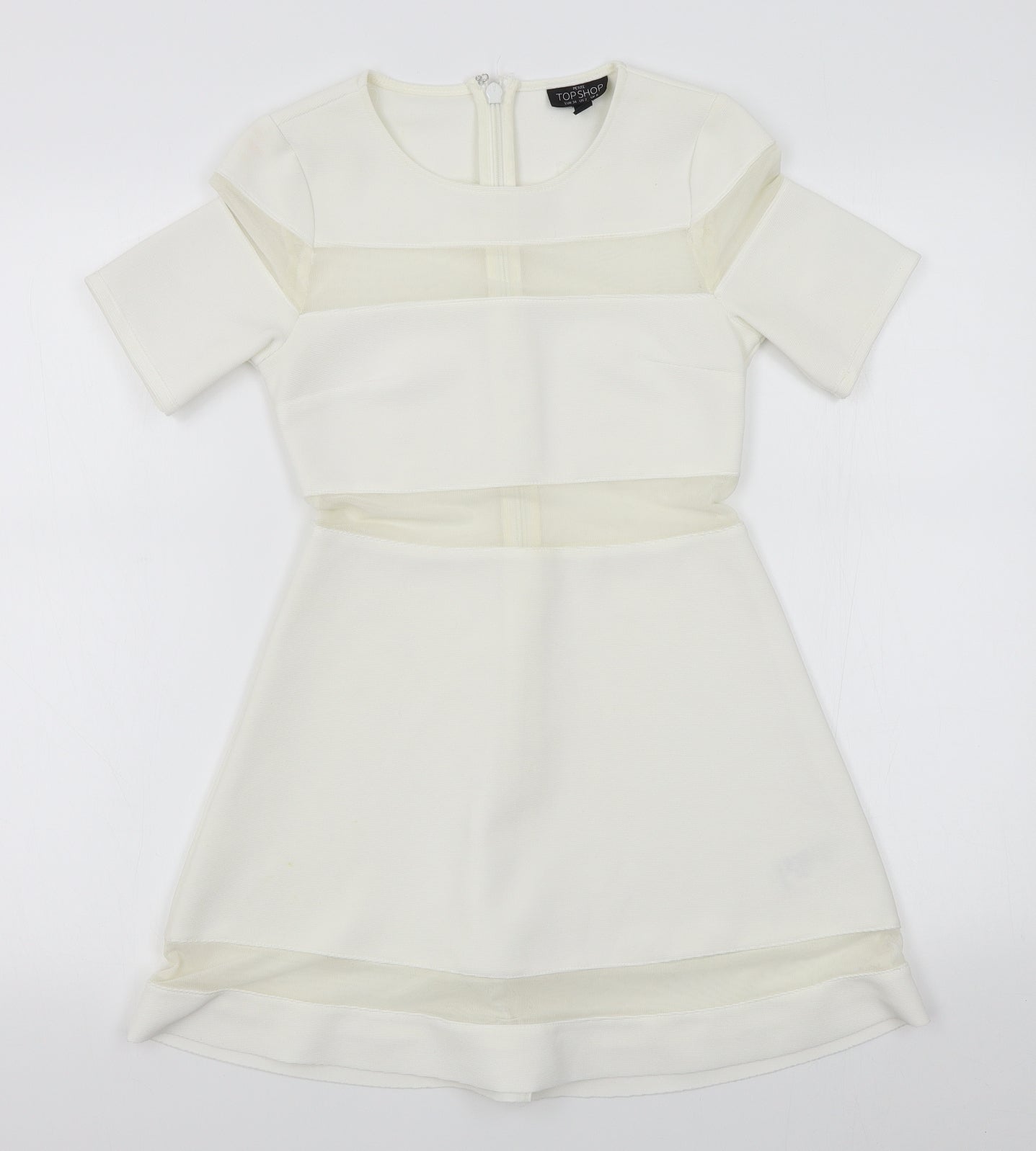 Topshop Womens White   Shift  Size 8  - sheer stripes