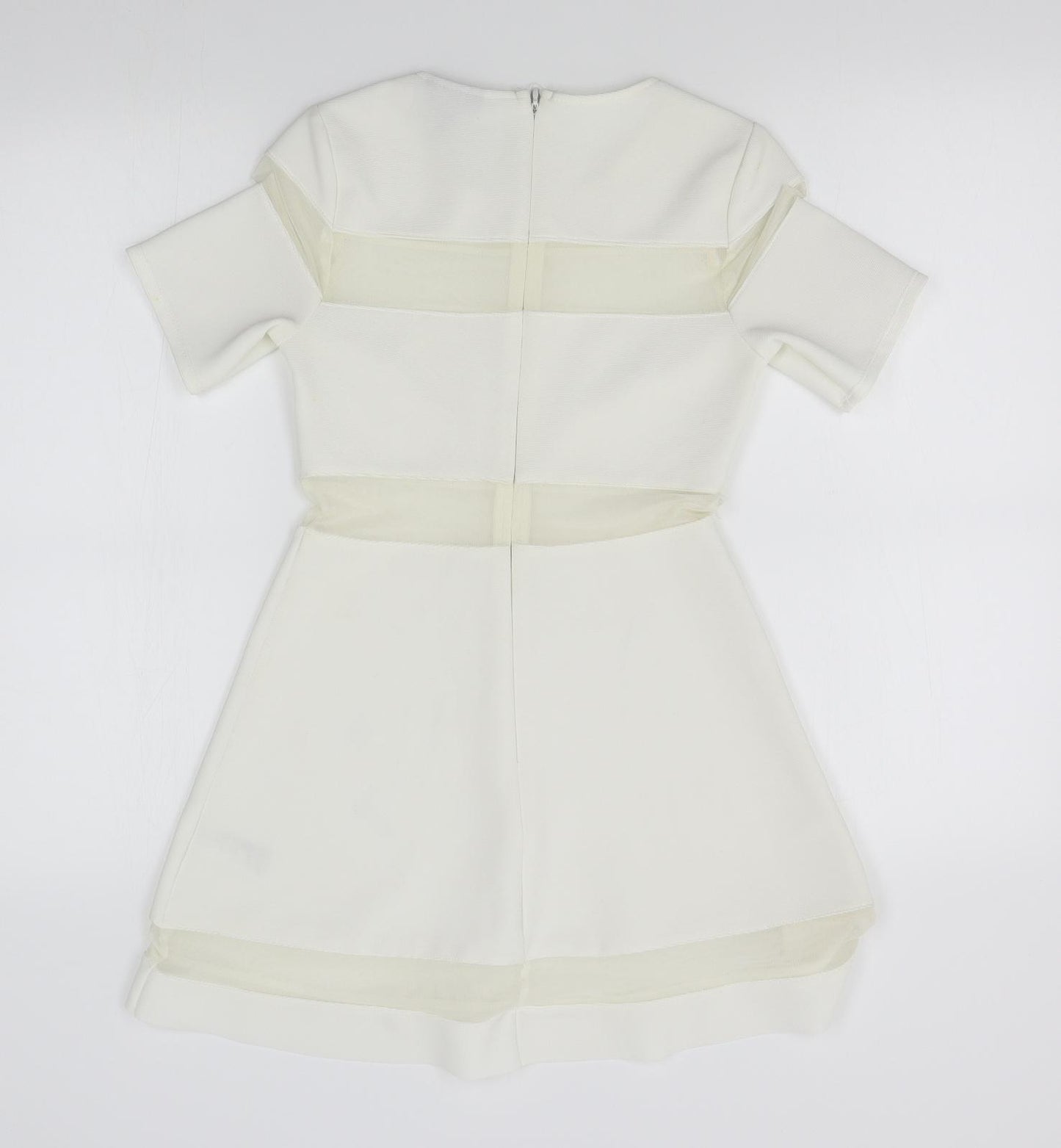Topshop Womens White   Shift  Size 8  - sheer stripes