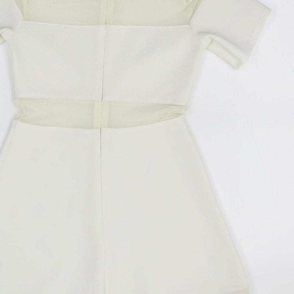 Topshop Womens White   Shift  Size 8  - sheer stripes