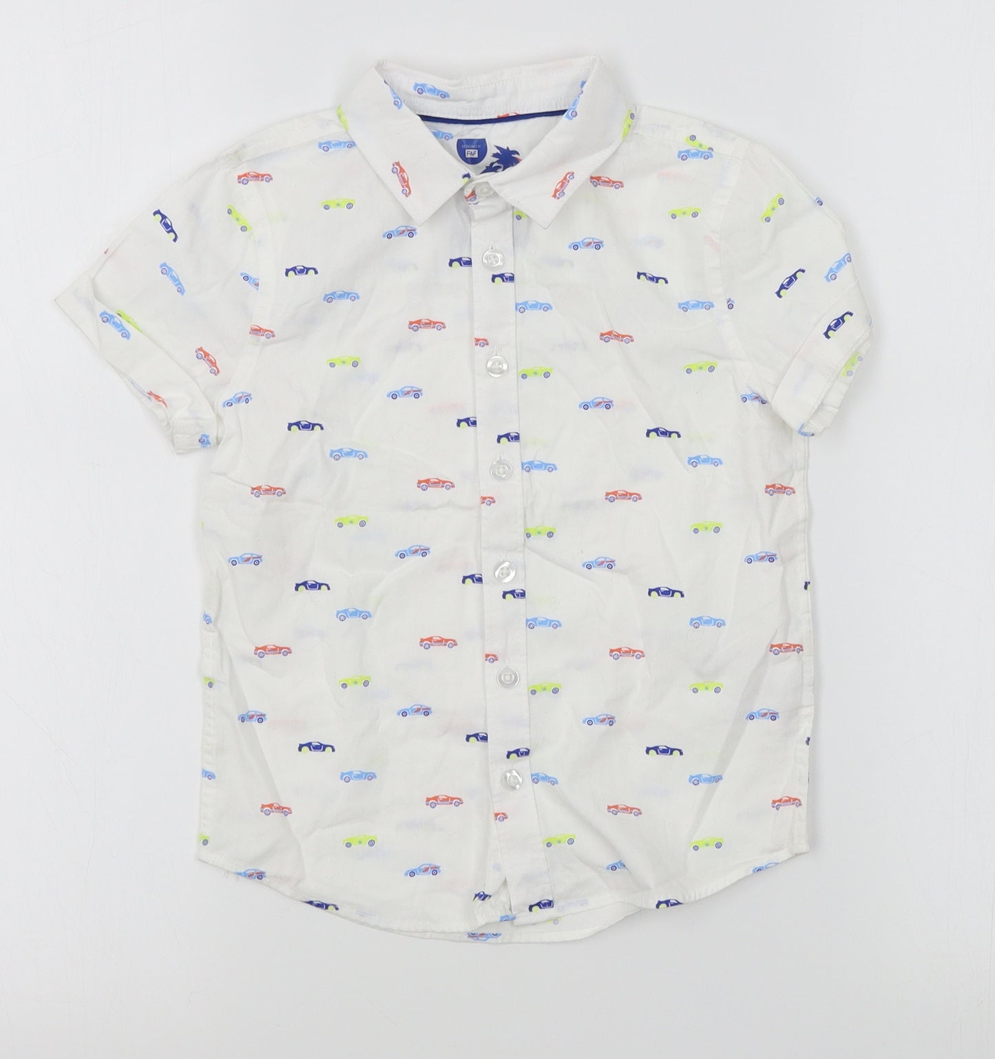 F&F Boys White   Basic Button-Up Size 4-5 Years  - car pattern