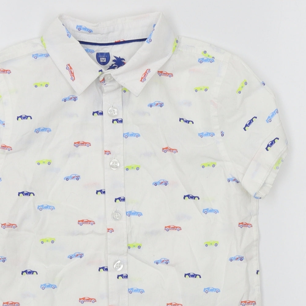 F&F Boys White   Basic Button-Up Size 4-5 Years  - car pattern