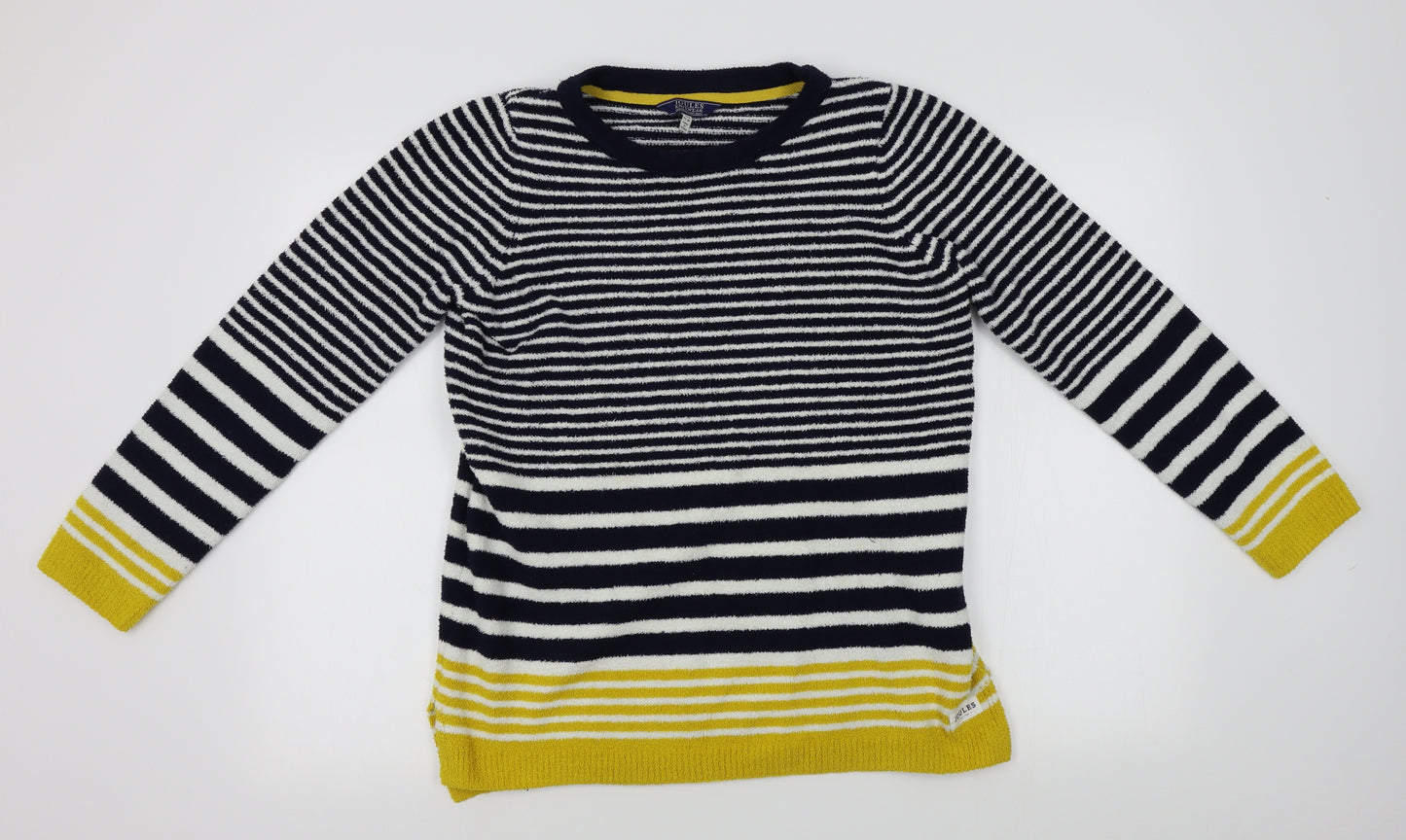 Joules Womens White Striped  Pullover Jumper Size 8