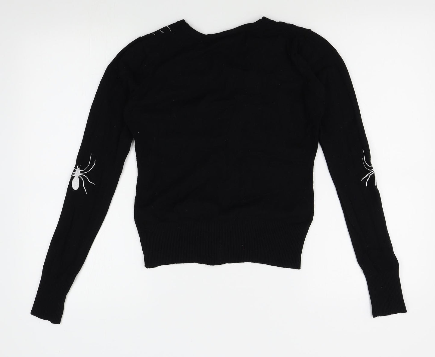 Hell Bunny Womens Black   Cardigan Jumper Size S  - spiderweb shoulders
