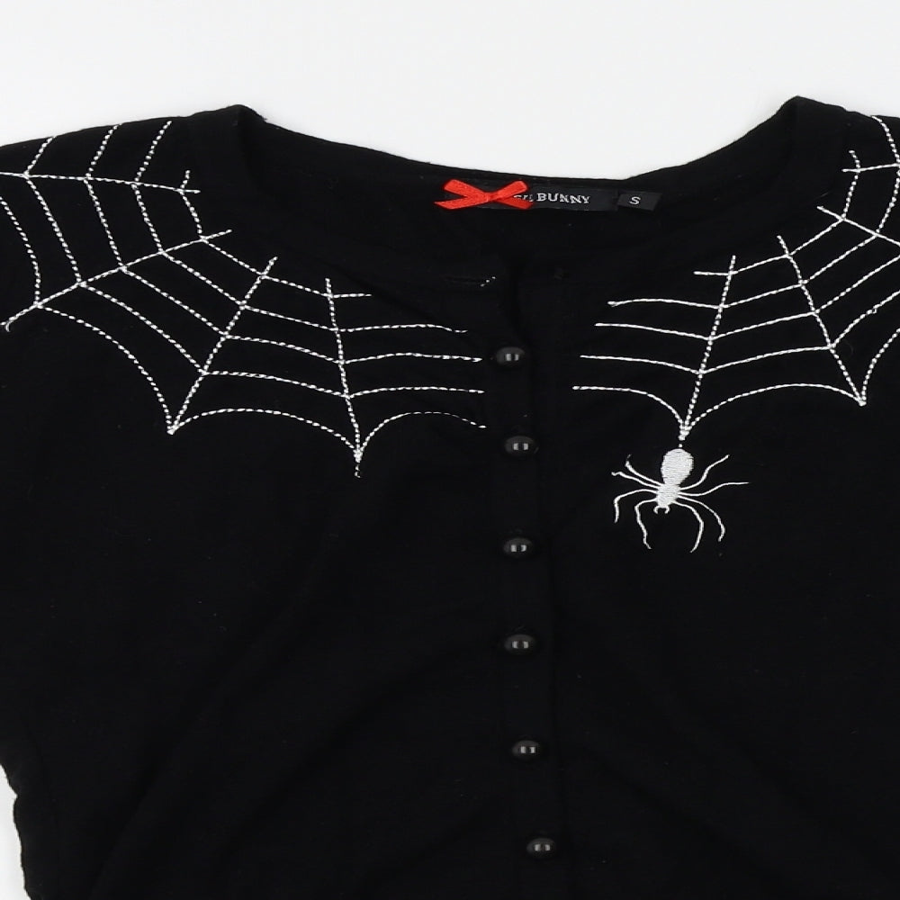 Hell Bunny Womens Black   Cardigan Jumper Size S  - spiderweb shoulders