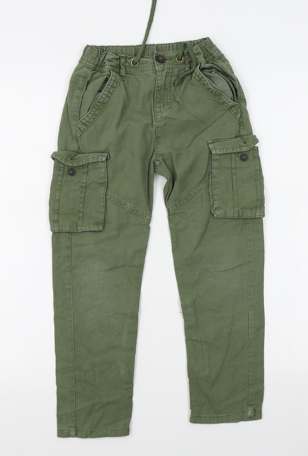 M&S Boys Green   Cargo Trousers Size 6-7 Years