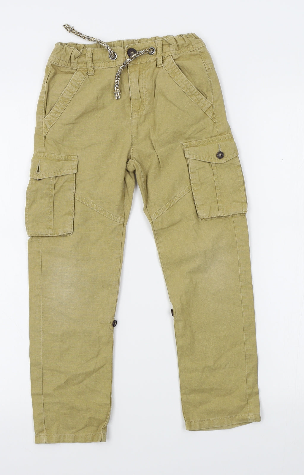 M&S Boys Yellow   Cargo Trousers Size 6-7 Years
