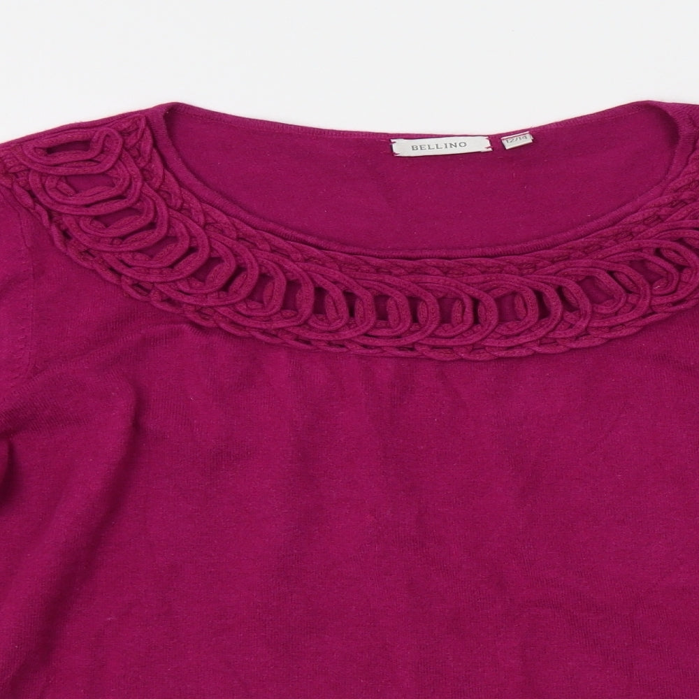 Bellino Womens Purple   Basic T-Shirt Size 12