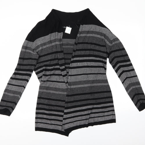 bm Collection Womens Grey Striped  Cardigan Jumper Size M