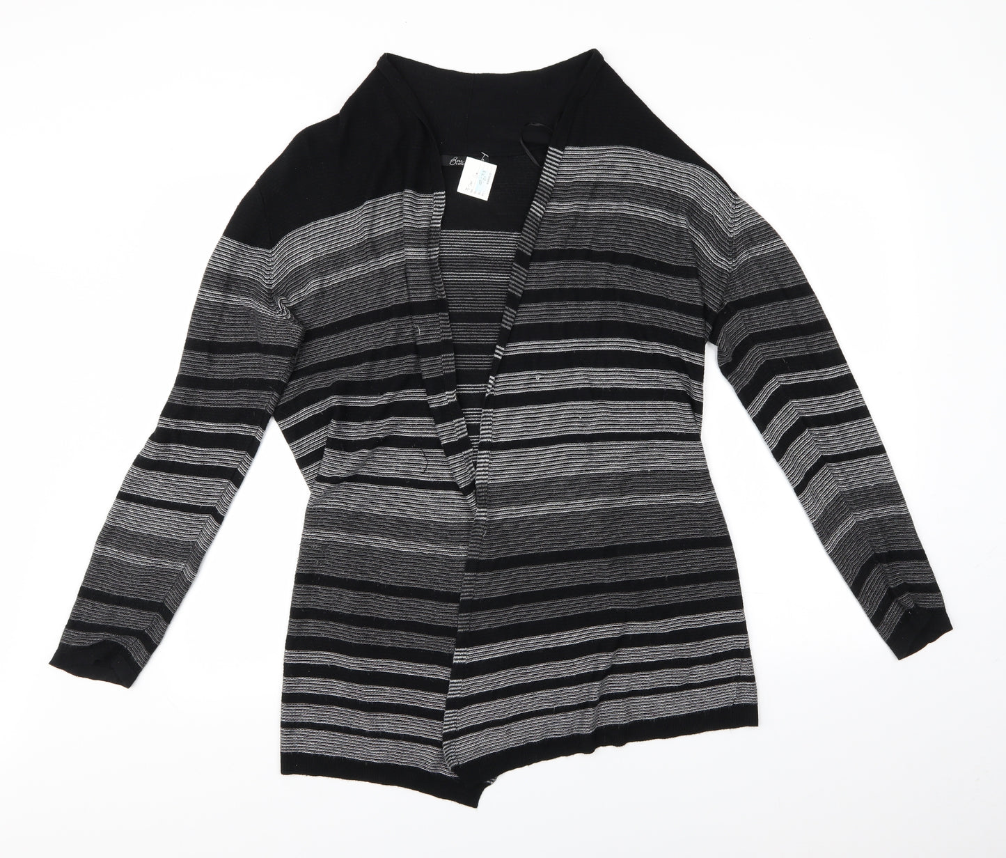 bm Collection Womens Grey Striped  Cardigan Jumper Size M