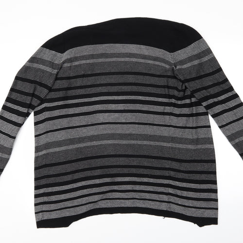 bm Collection Womens Grey Striped  Cardigan Jumper Size M