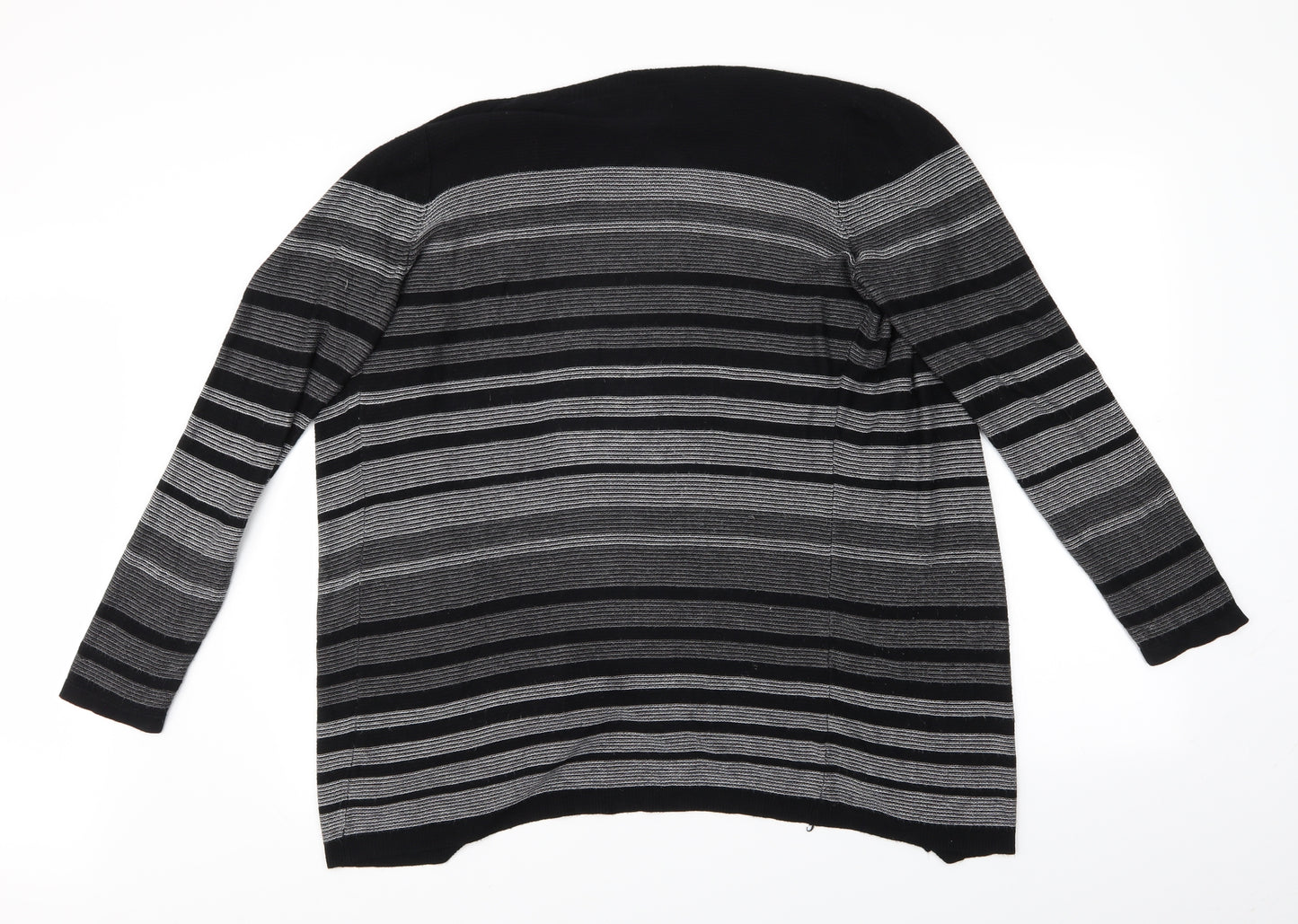 bm Collection Womens Grey Striped  Cardigan Jumper Size M