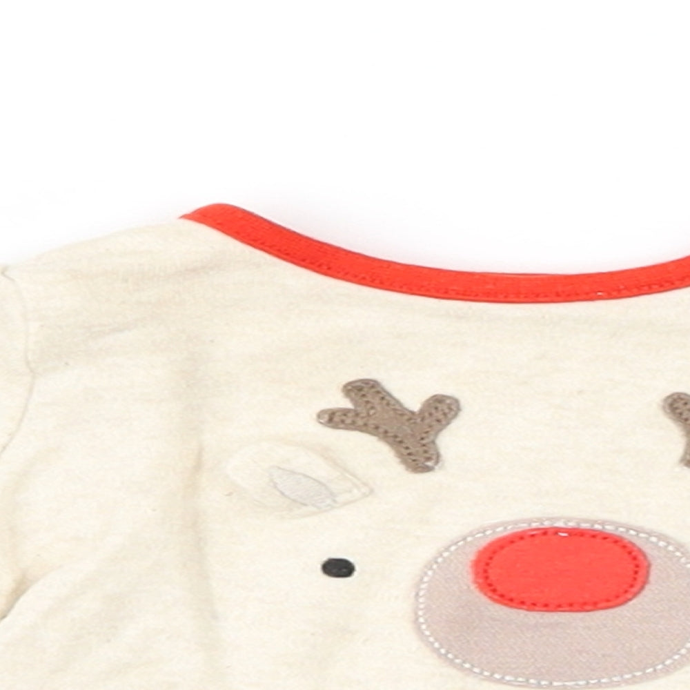 TU Baby Beige   Basic T-Shirt Size 0-3 Months  - Reindeer
