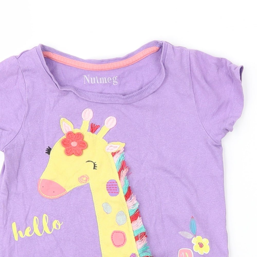 Nutmeg Girls Purple   Basic T-Shirt Size 3-4 Years  - Giraffe