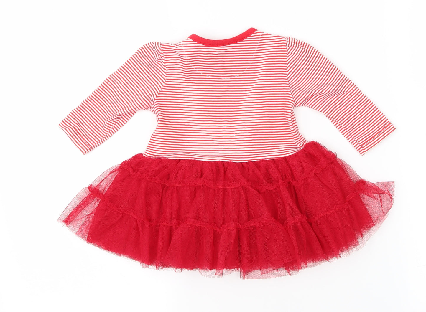 Nutmeg Girls Red Striped  A-Line  Size 0-3 Months  - Santa's Little Helper