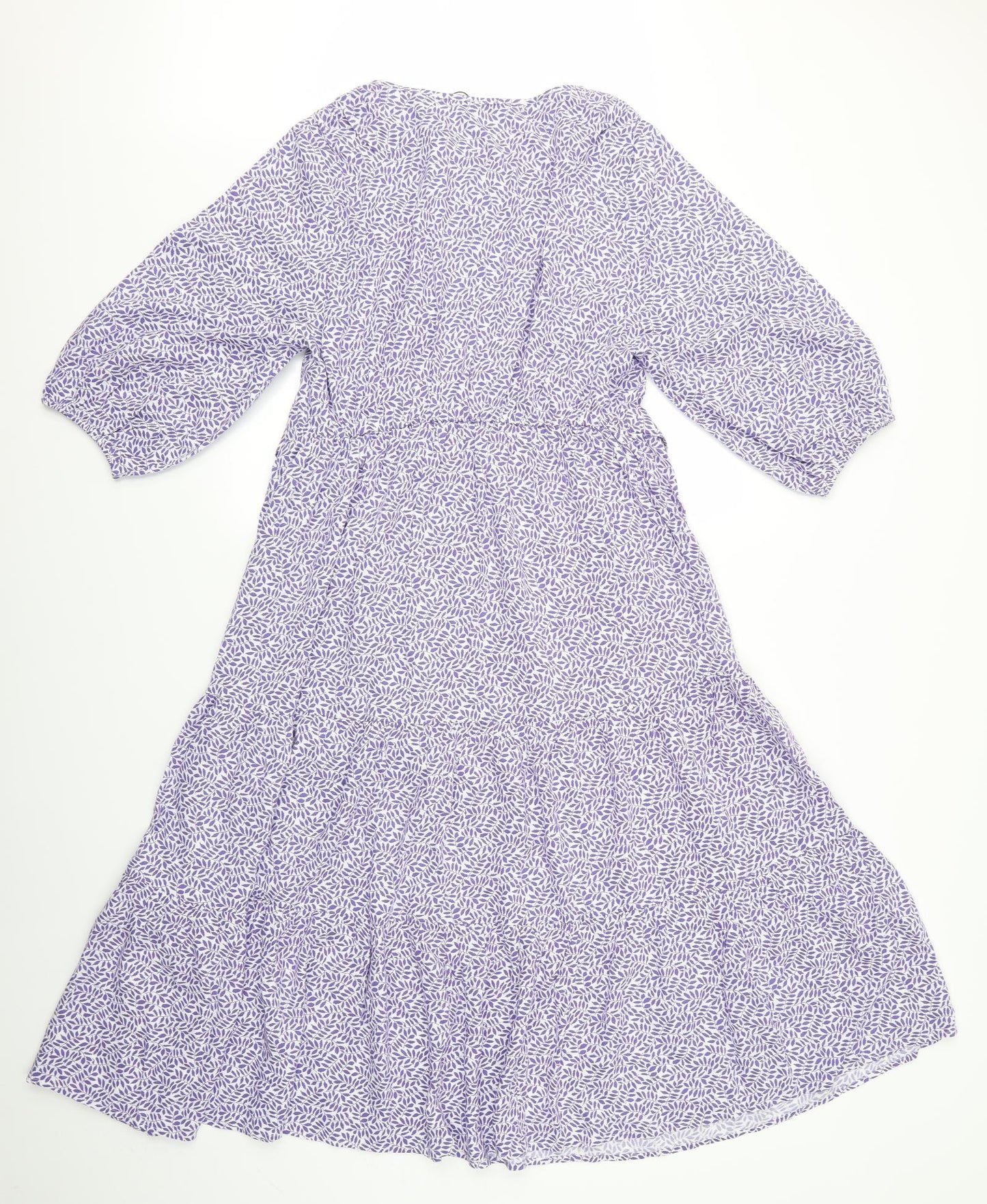 Violeta Womens Purple Floral  A-Line  Size M