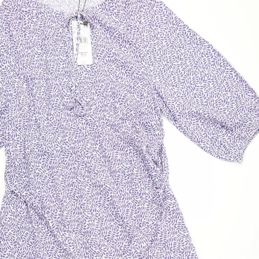 Violeta Womens Purple Floral  A-Line  Size M