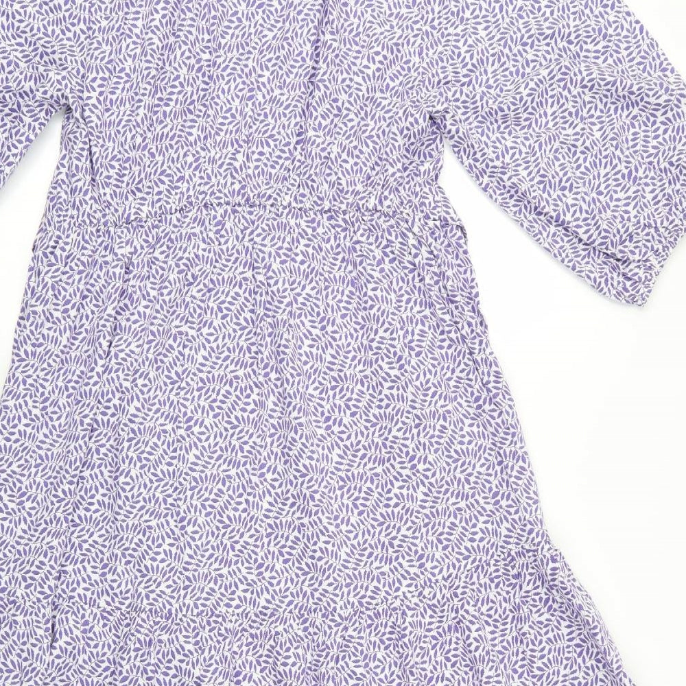 Violeta Womens Purple Floral  A-Line  Size M