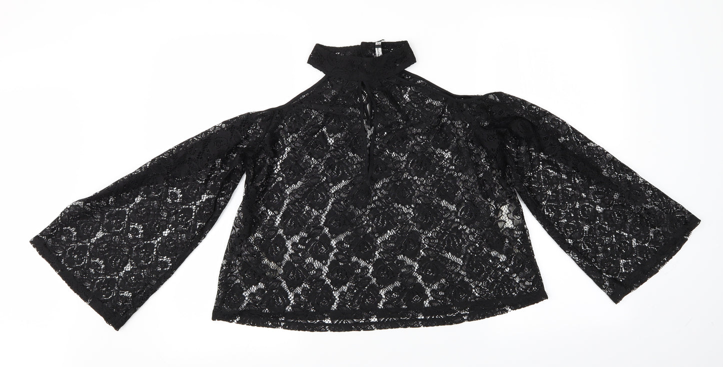 Influence Womens Black Floral  Basic Blouse Size 12