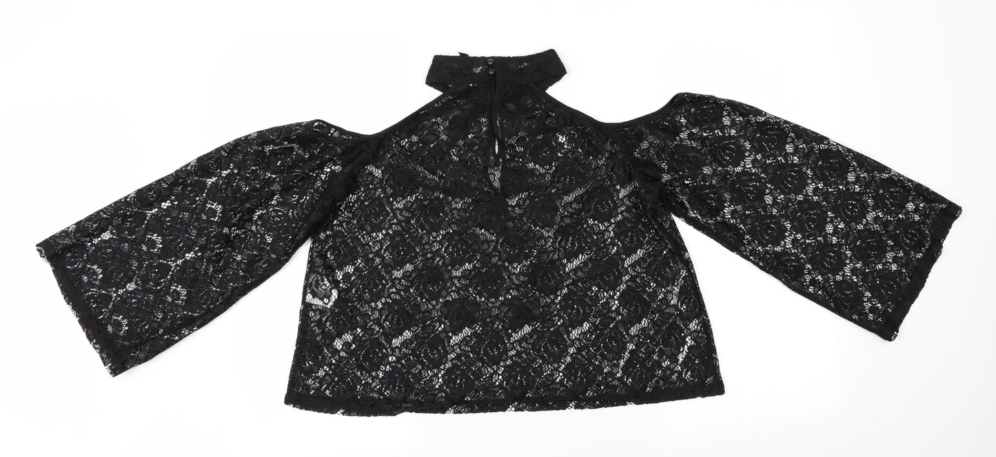 Influence Womens Black Floral  Basic Blouse Size 12