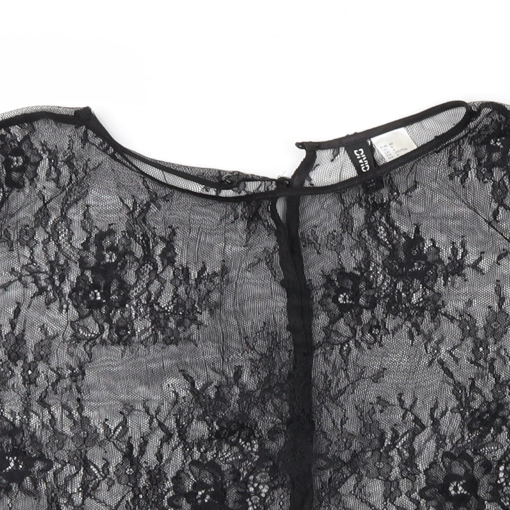 H&M Womens Beige Floral  Basic Blouse Size 12