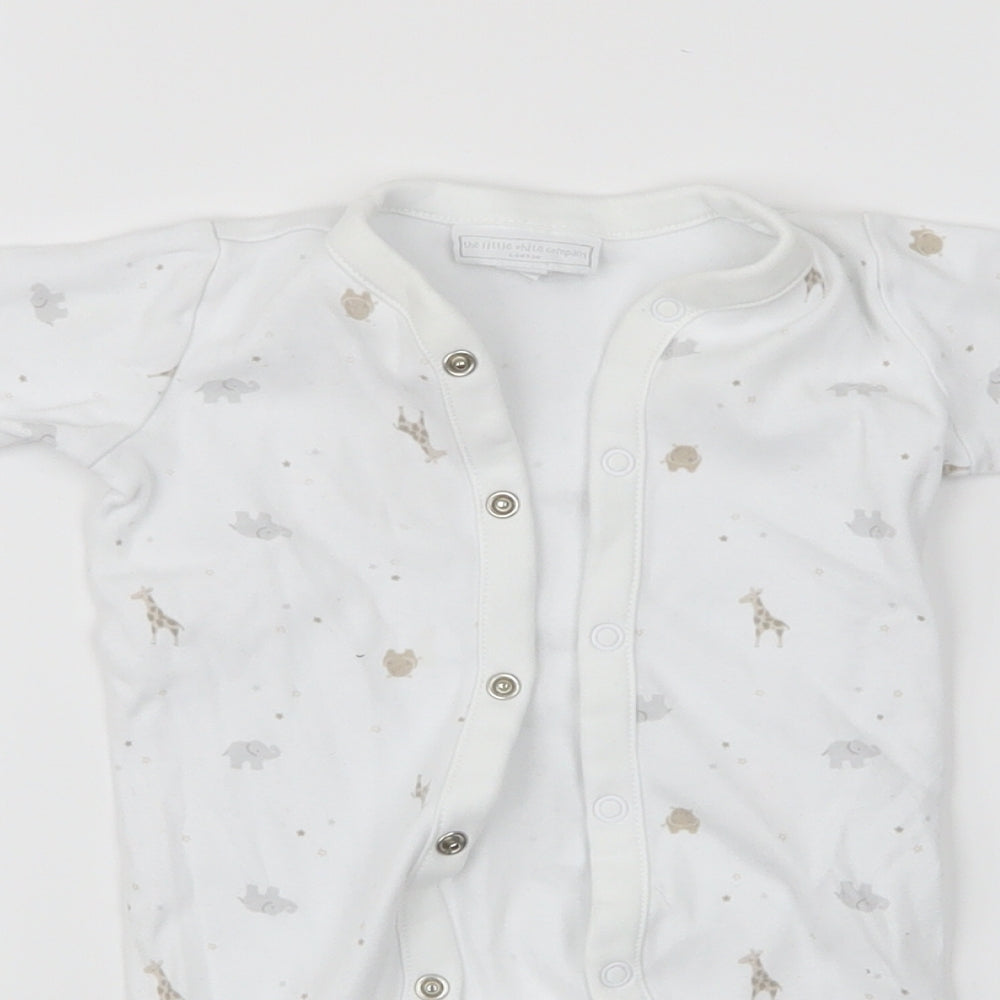 The Little White Company  White Animal Print  Babygrow One-Piece Size 0-3 Months