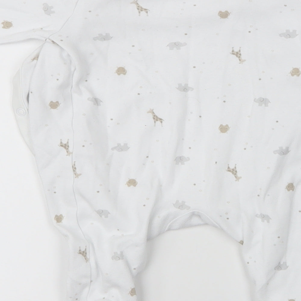 The Little White Company  White Animal Print  Babygrow One-Piece Size 0-3 Months
