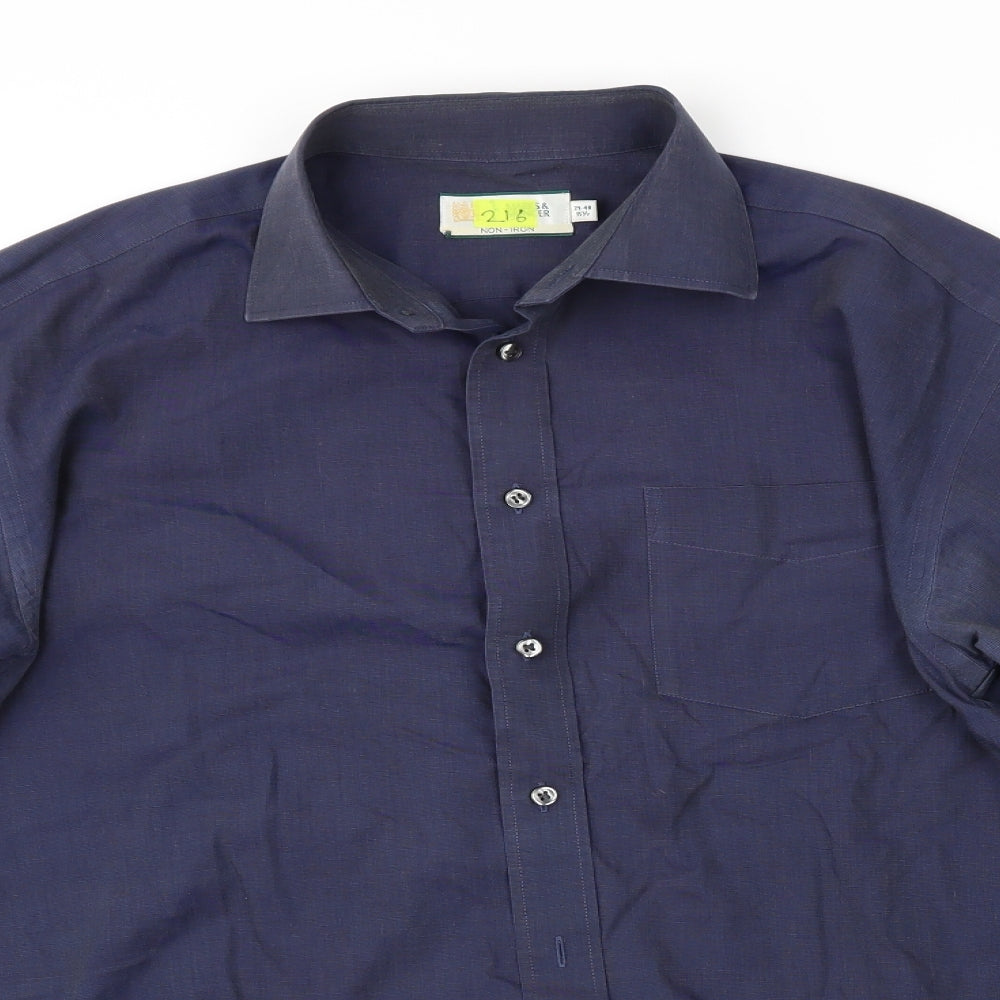 M&S Mens Blue    Button-Up Size 15.5