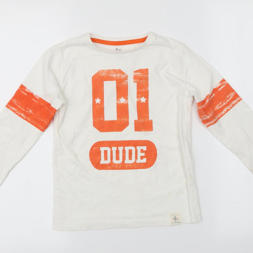 ZY Boy Boys White   Basic T-Shirt Size 7-8 Years  - Dude