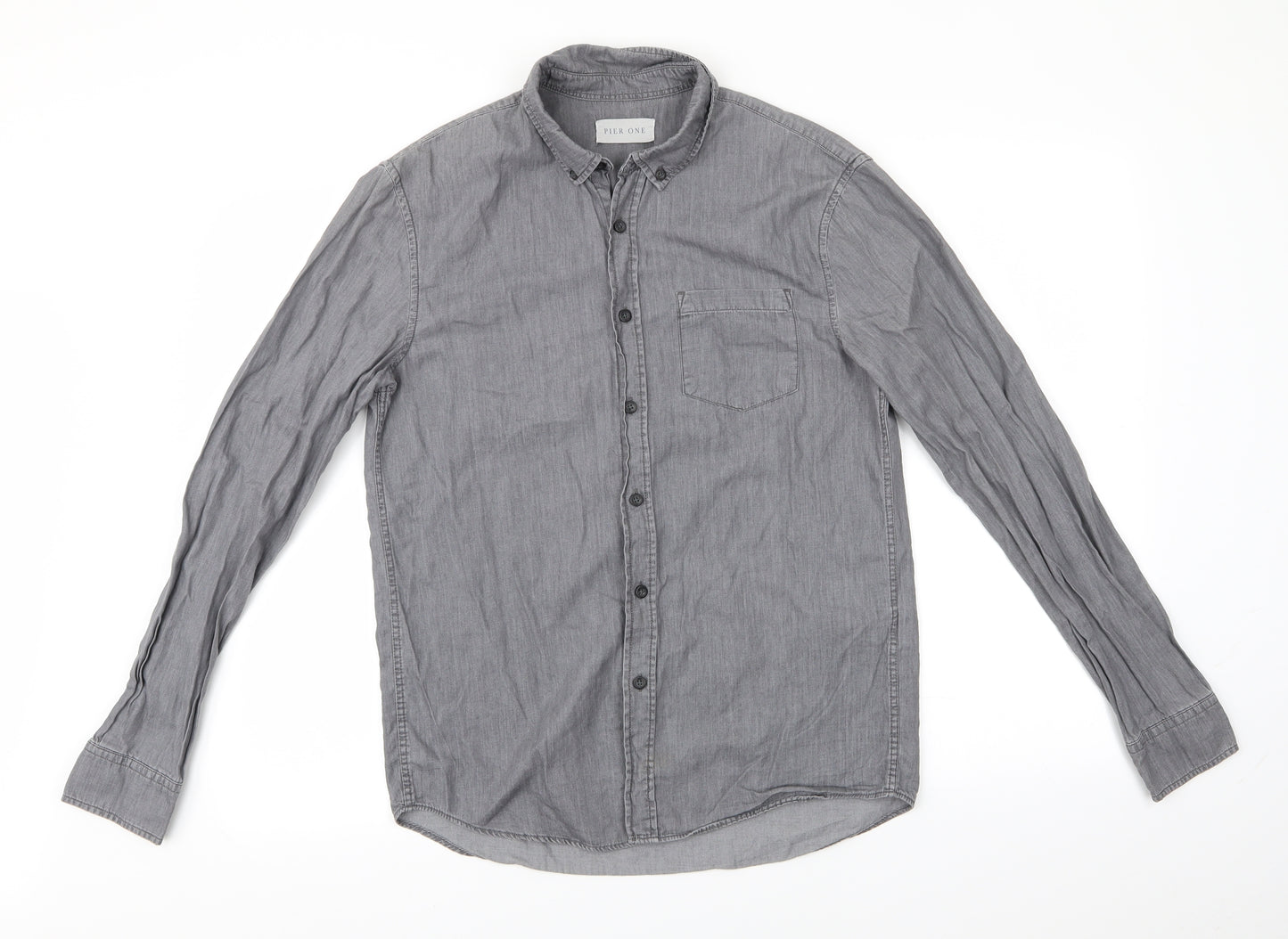 Pier One Mens Grey    Button-Up Size S