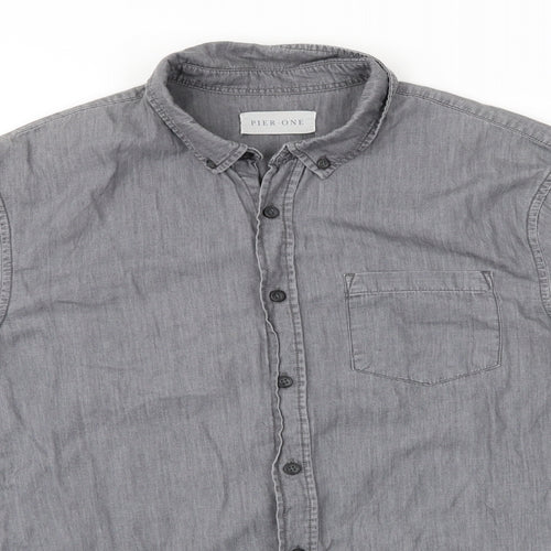 Pier One Mens Grey    Button-Up Size S