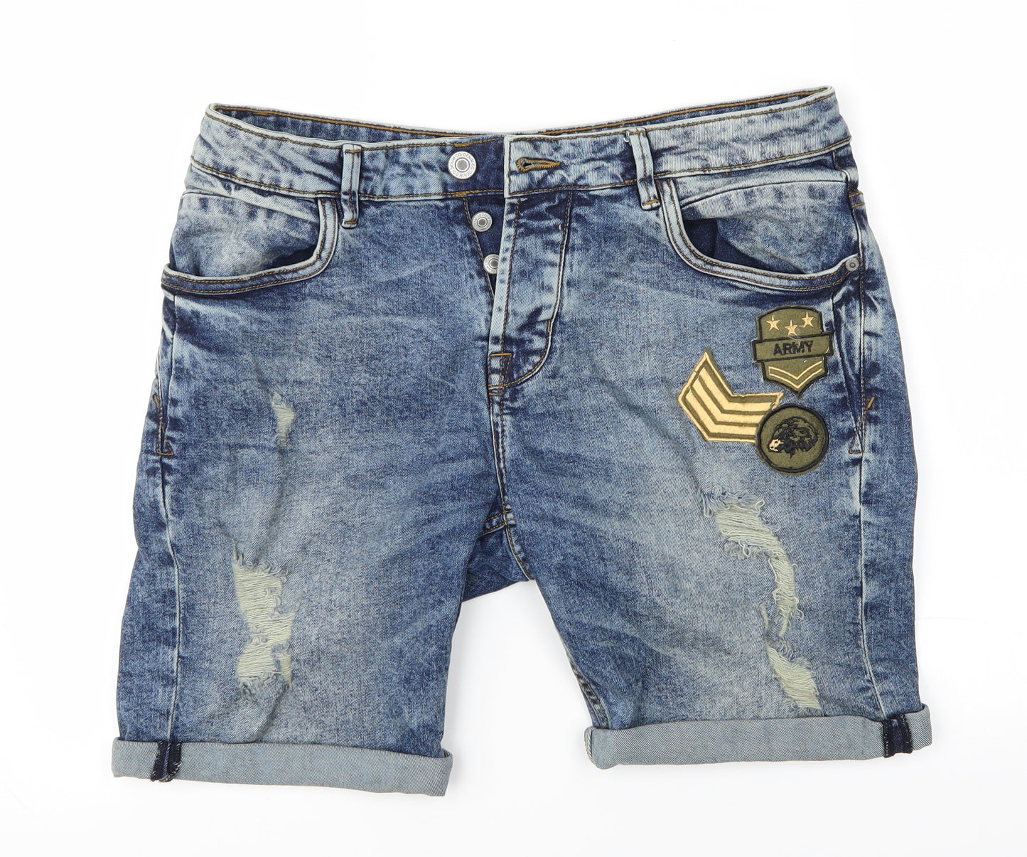 Denim Co. Womens Blue   Hot Pants Shorts Size 16 - Army