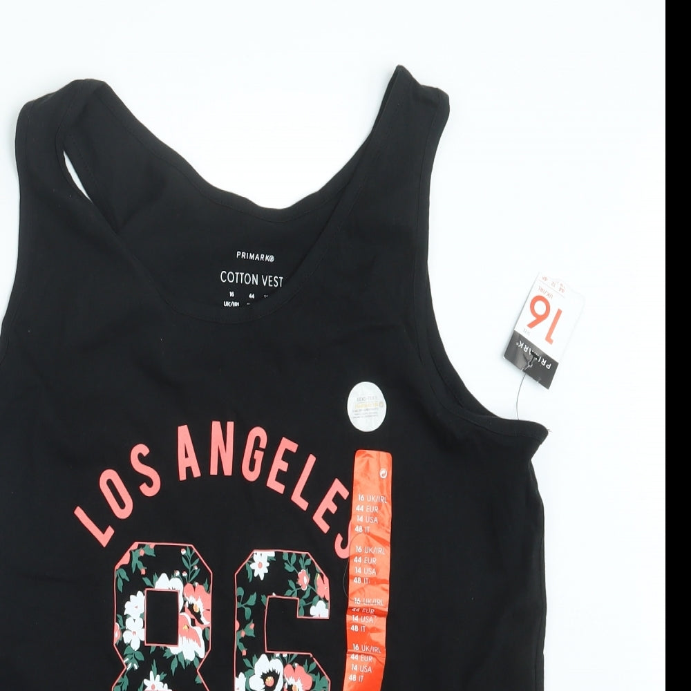 Primark Womens Black   Basic Tank Size 16