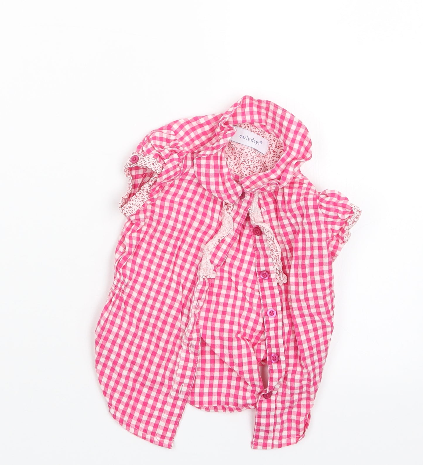 Earlydays Girls Pink Check  Basic Button-Up Size 12-18 Months