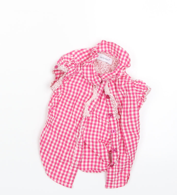 Earlydays Girls Pink Check  Basic Button-Up Size 12-18 Months
