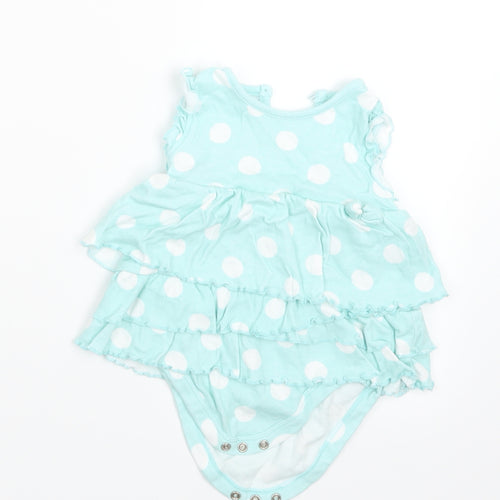 George Girls Green Polka Dot  Basic T-Shirt Size 9-12 Months