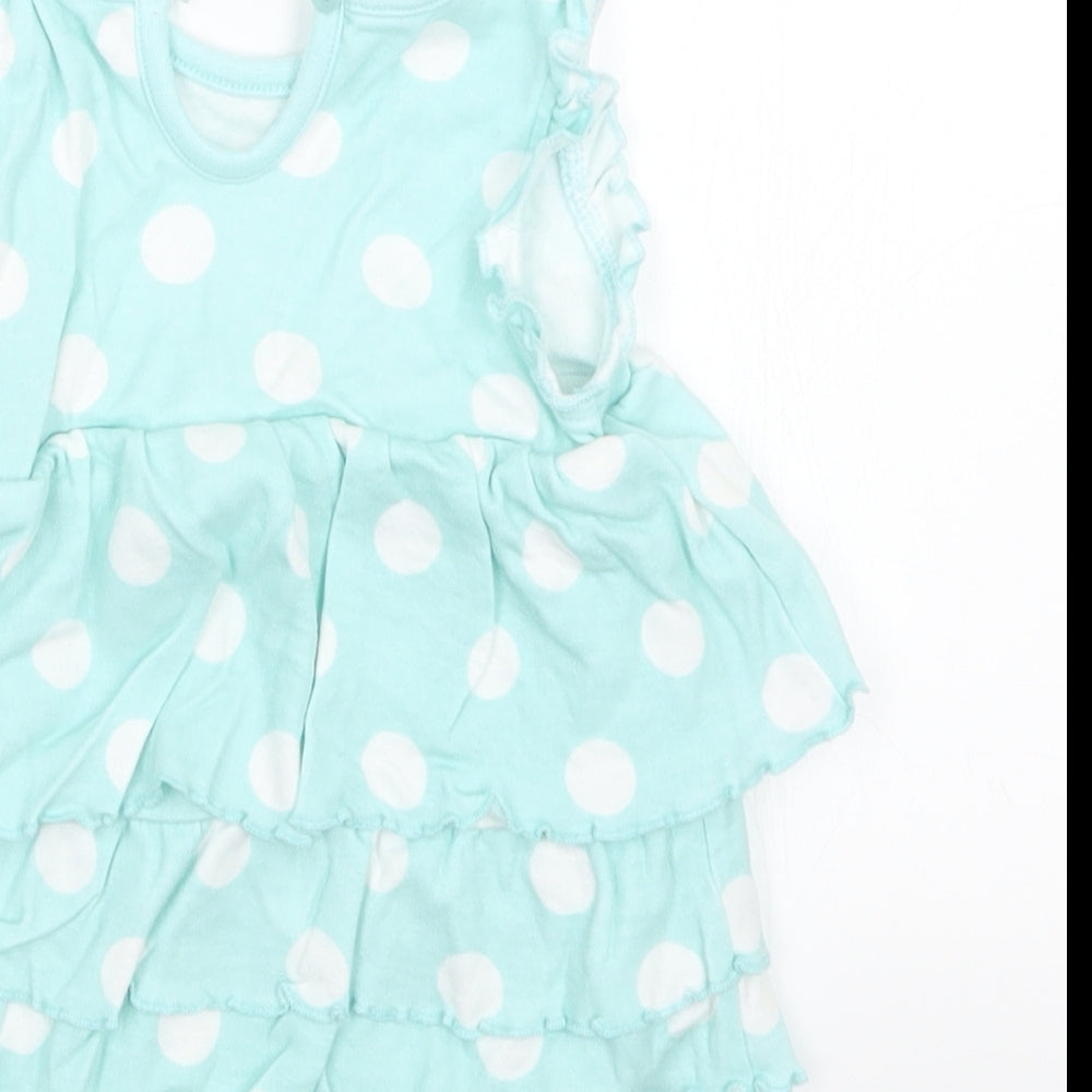George Girls Green Polka Dot  Basic T-Shirt Size 9-12 Months