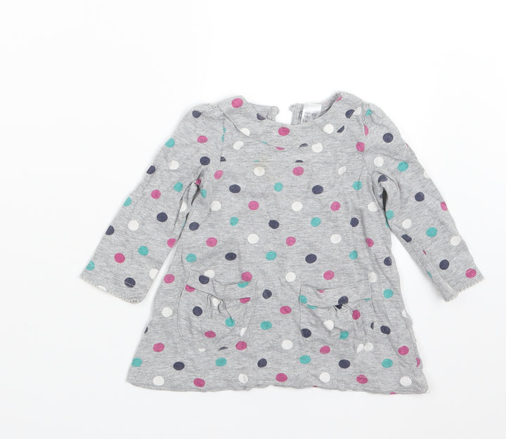Mini Club Girls Grey Polka Dot Basic T-Shirt Size 6-9 Months