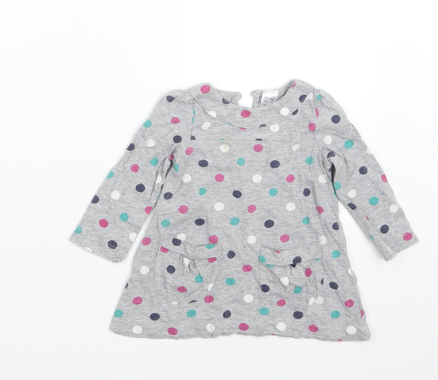 Mini Club Girls Grey Polka Dot  Basic T-Shirt Size 6-9 Months