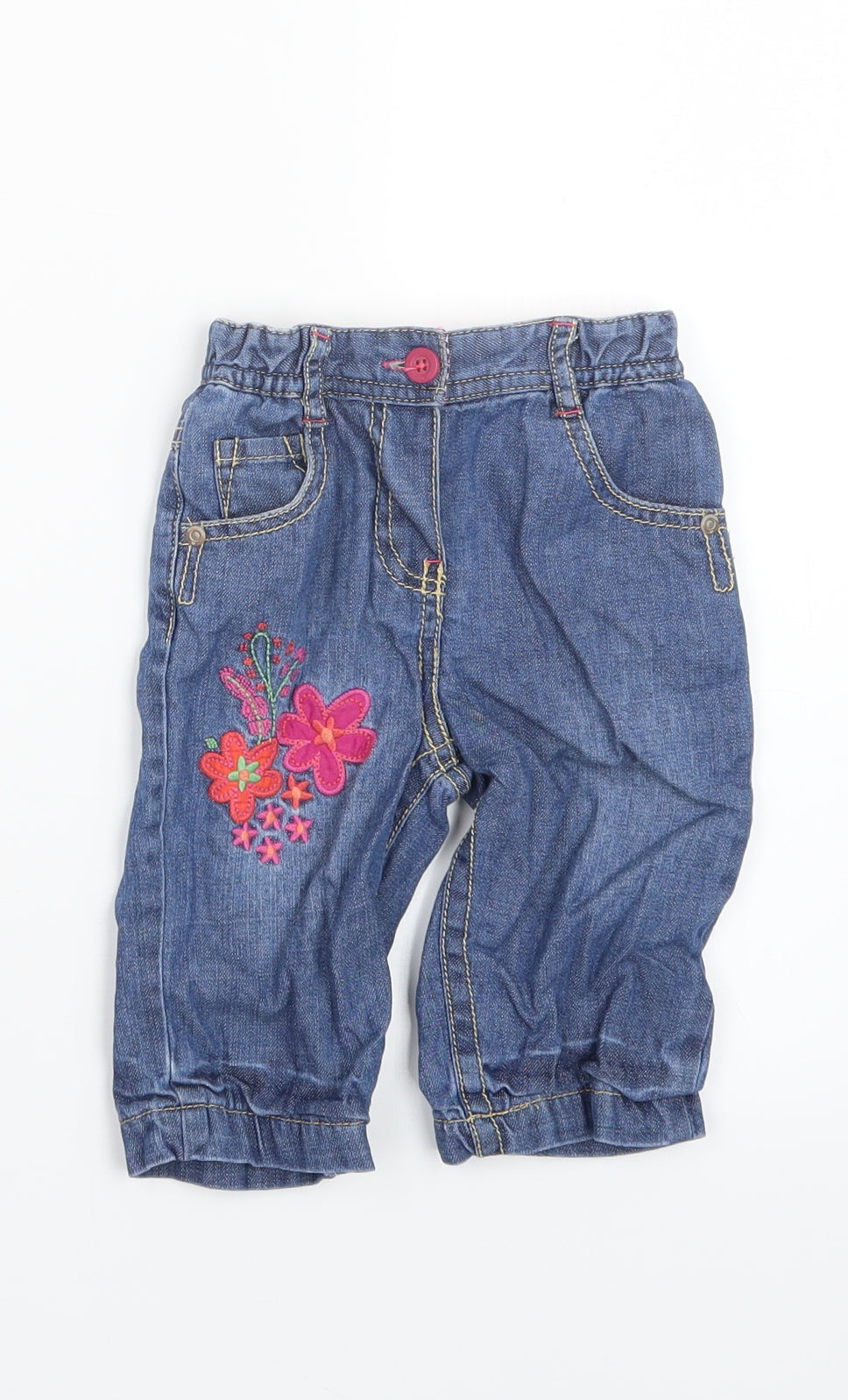 Marks and Spencer Girls Blue  Denim Cargo Jeans Size 6-9 Months