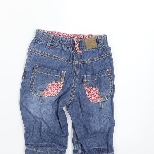Marks and Spencer Girls Blue  Denim Cargo Jeans Size 6-9 Months