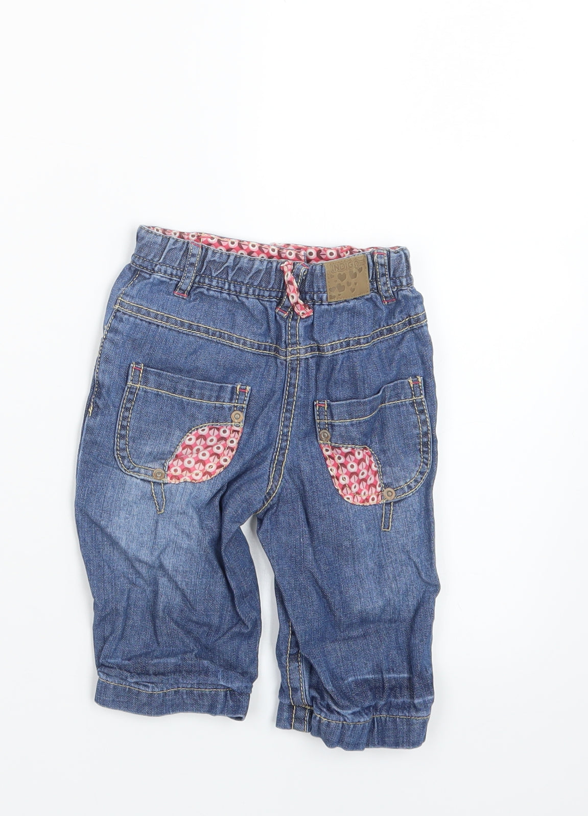 Marks and Spencer Girls Blue  Denim Cargo Jeans Size 6-9 Months