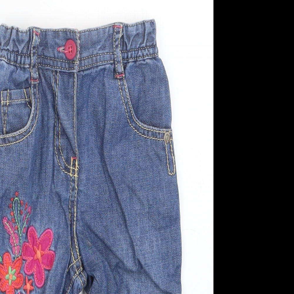 Marks and Spencer Girls Blue  Denim Cargo Jeans Size 6-9 Months
