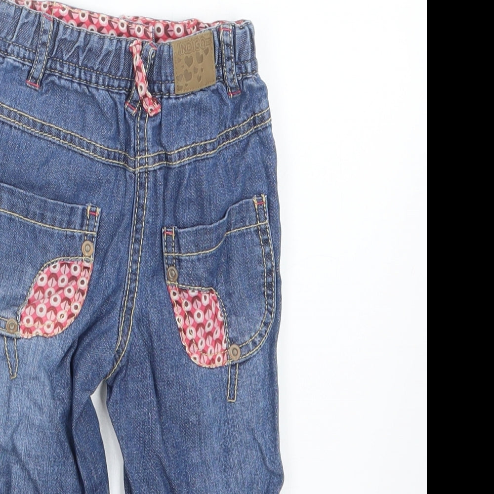 Marks and Spencer Girls Blue  Denim Cargo Jeans Size 6-9 Months