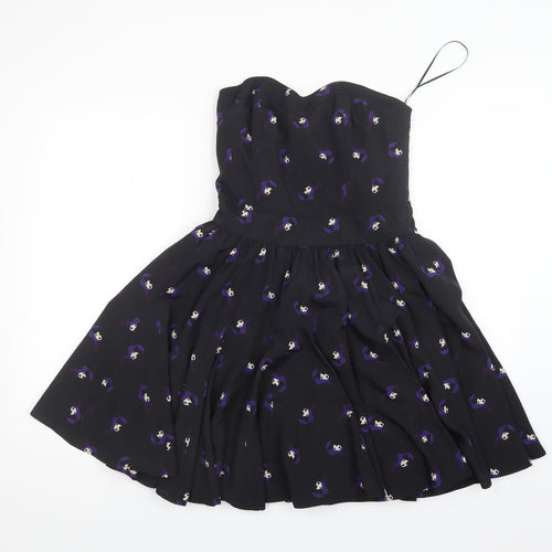 Oasis Womens Black Geometric  Mini  Size 10