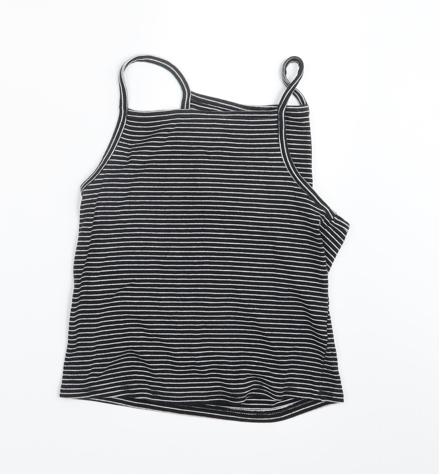 New Look Womens Black Striped  Cropped T-Shirt Size 16