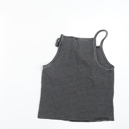 New Look Womens Black Striped  Cropped T-Shirt Size 16