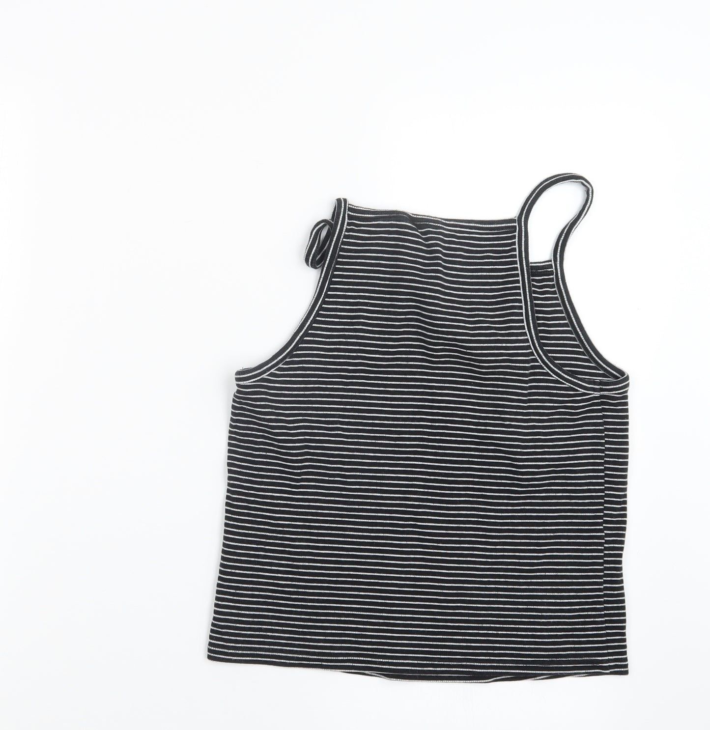 New Look Womens Black Striped  Cropped T-Shirt Size 16
