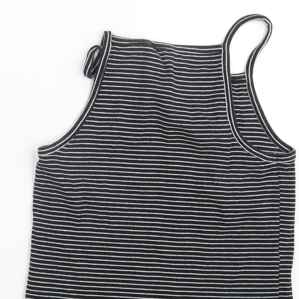 New Look Womens Black Striped  Cropped T-Shirt Size 16