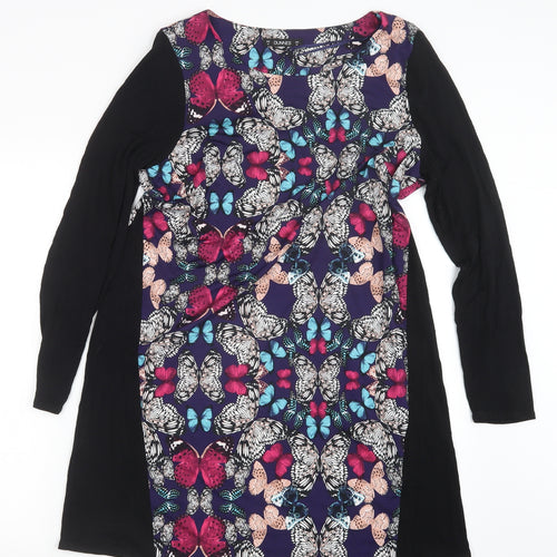Dunnes Stores Womens Black Geometric  T-Shirt Dress  Size 14