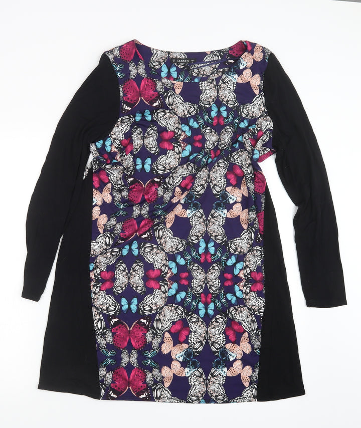 Dunnes Stores Womens Black Geometric T-Shirt Dress Size 14